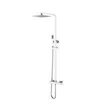 Regendoucheset Opbouw vierkant 20cm Regendouche Chroom met Thermostaatkraan Aloni Optima Quadro met handdouche en glijstang
