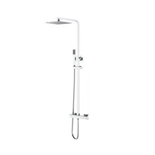 Regendoucheset Opbouw vierkant 20cm Regendouche Chroom met Thermostaatkraan Aloni Optima Quadro met handdouche en glijstang