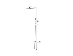 Regendoucheset Opbouw vierkant 20cm Regendouche Chroom met Thermostaatkraan Aloni Optima Quadro met handdouche en glijstang