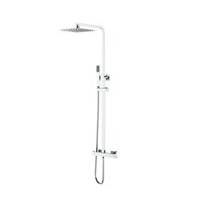 Regendoucheset Opbouw vierkant 20cm Regendouche Chroom met Thermostaatkraan Aloni Optima Quadro met handdouche en glijstang