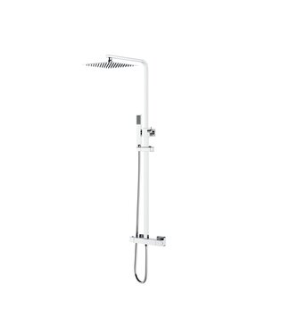 CREAVIT Regendoucheset Opbouw vierkant 20cm Regendouche Chroom met Thermostaatkraan Aloni Optima Quadro met handdouche en glijstang