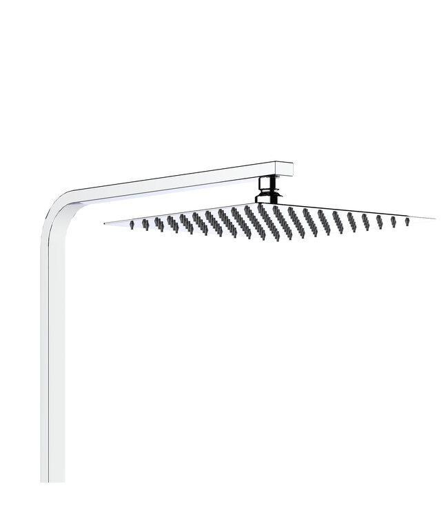 Regendoucheset Opbouw vierkant 20cm Regendouche Chroom met Thermostaatkraan Aloni Optima Quadro met handdouche en glijstang