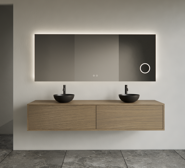 Gliss Joa Badkamermeubel met Topblad 180cm Ash Gray 2 soft-close lades Gliss Joa Badkamermeubel met Topblad 180cm Ash Gray 2 soft-close lades