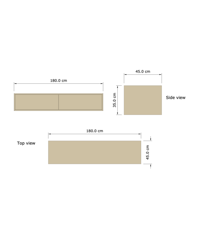 Gliss Joa Badkamermeubel met Topblad 180cm Black Veneer 2 soft-close lades