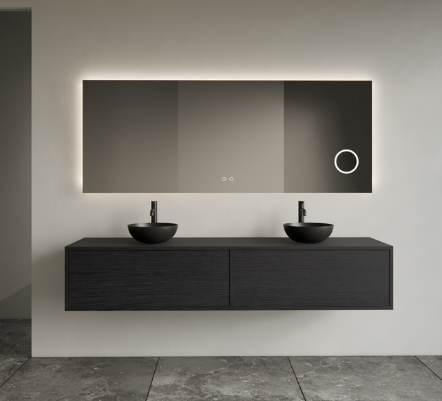 Gliss Joa Badkamermeubel met Topblad 180cm Black Veneer 2 soft-close lades