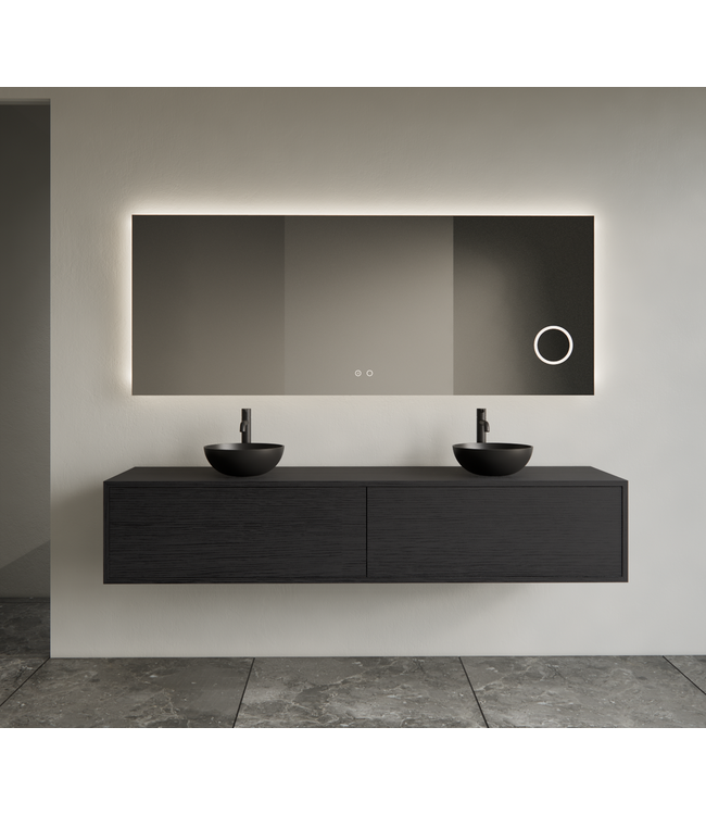 GLISS DESIGN Gliss Joa Badkamermeubel met Topblad 180cm Black Veneer 2 soft-close lades