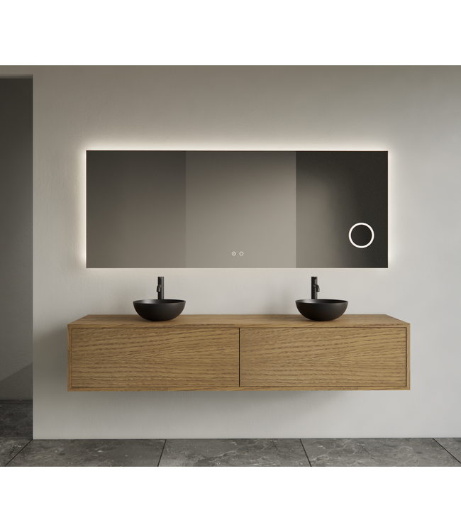 GLISS DESIGN Gliss Joa Badkamermeubel met Topblad 180cm Castle Brown 2 soft-close lades