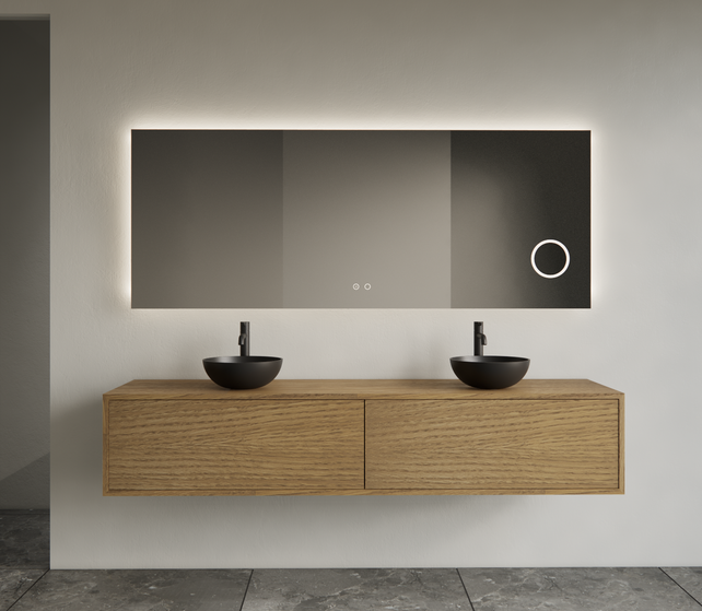 Gliss Joa Badkamermeubel met Topblad 180cm Castle Brown 2 soft-close lades