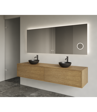 GLISS DESIGN Gliss Joa Badkamermeubel met Topblad 180cm Castle Brown 2 soft-close lades