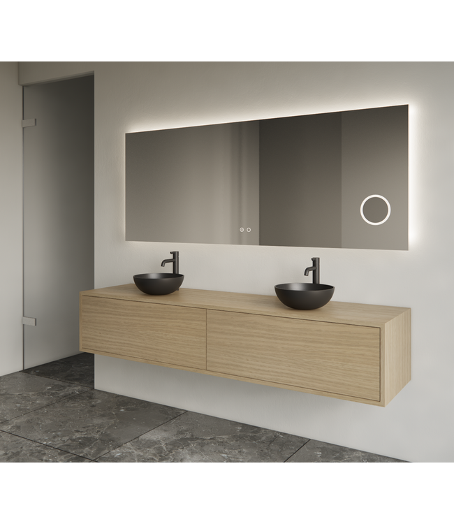 GLISS DESIGN Gliss Joa Badkamermeubel met Topblad 200cm Corn Silk 2 soft-close lades