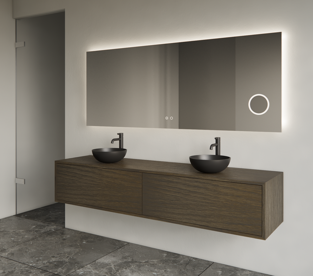 Gliss Joa Badkamermeubel met Topblad 200cm Charcoal 2 soft-close lades Gliss Joa Badkamermeubel met Topblad 200cm Charcoal 2 soft-close lades