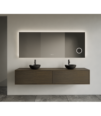 GLISS DESIGN Gliss Joa Badkamermeubel met Topblad 200cm Charcoal 2 soft-close lades