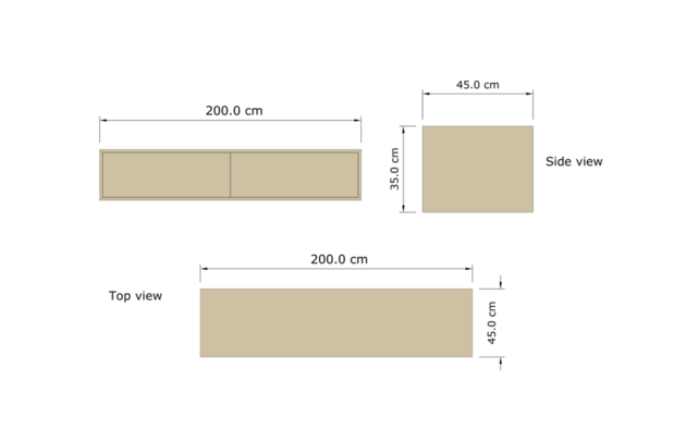 Gliss Joa Badkamermeubel met Topblad 200cm Castle Brown 2 soft-close lades