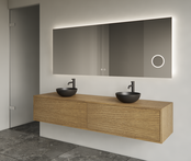 Gliss Joa Badkamermeubel met Topblad 200cm Castle Brown 2 soft-close lades