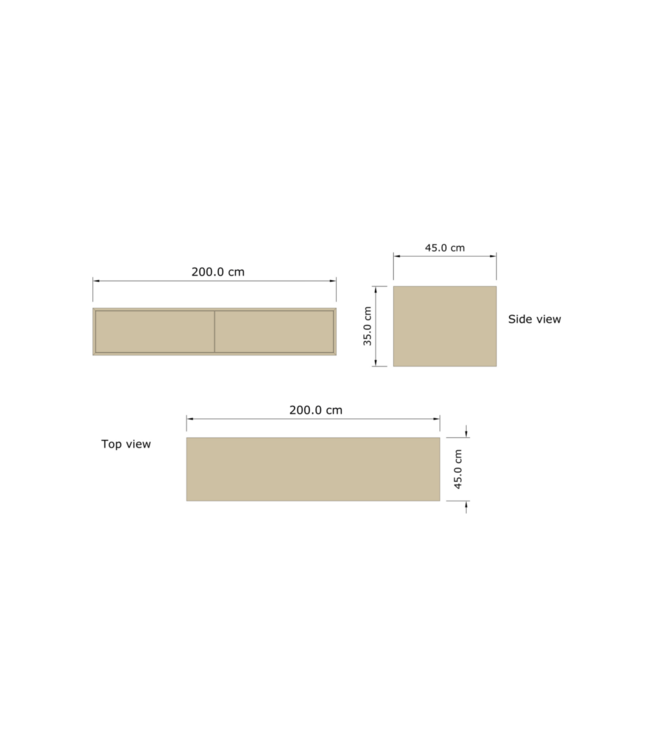 Gliss Joa Badkamermeubel met Topblad 200cm Black Veneer 2 soft-close lades