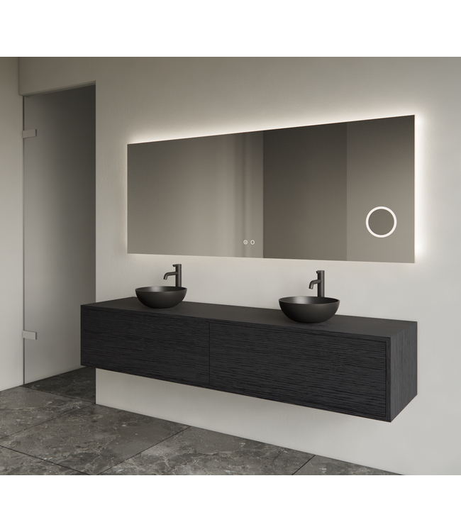 Gliss Joa Badkamermeubel met Topblad 200cm Black Veneer 2 soft-close lades