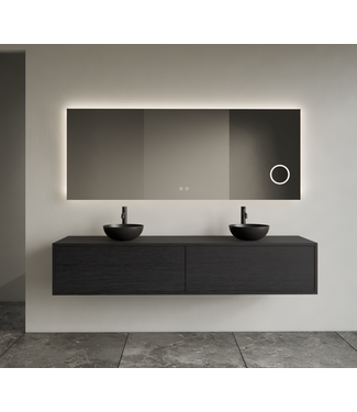 GLISS DESIGN Gliss Joa Badkamermeubel met Topblad 200cm Black Veneer 2 soft-close lades