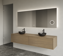 Gliss Joa Badkamermeubel met Topblad 200cm Ash Gray 2 soft-close lades