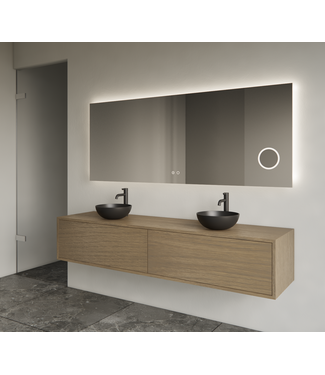 GLISS DESIGN Gliss Joa Badkamermeubel met Topblad 200cm Ash Gray 2 soft-close lades