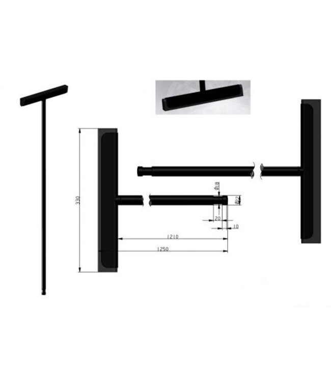 Wiesbaden Vloerwisser Mat Zwart 120cm⎢Wiesbaden Luxe Douchewisser met ophanging - 20.2911