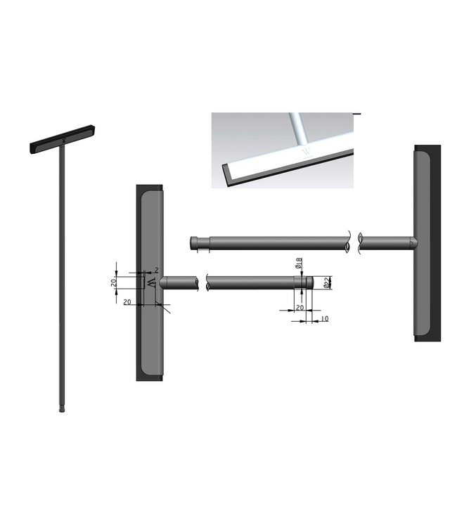 Wiesbaden Vloerwisser Chroom 120cm⎢Wiesbaden Luxe Douchewisser met ophanging - 20.3901