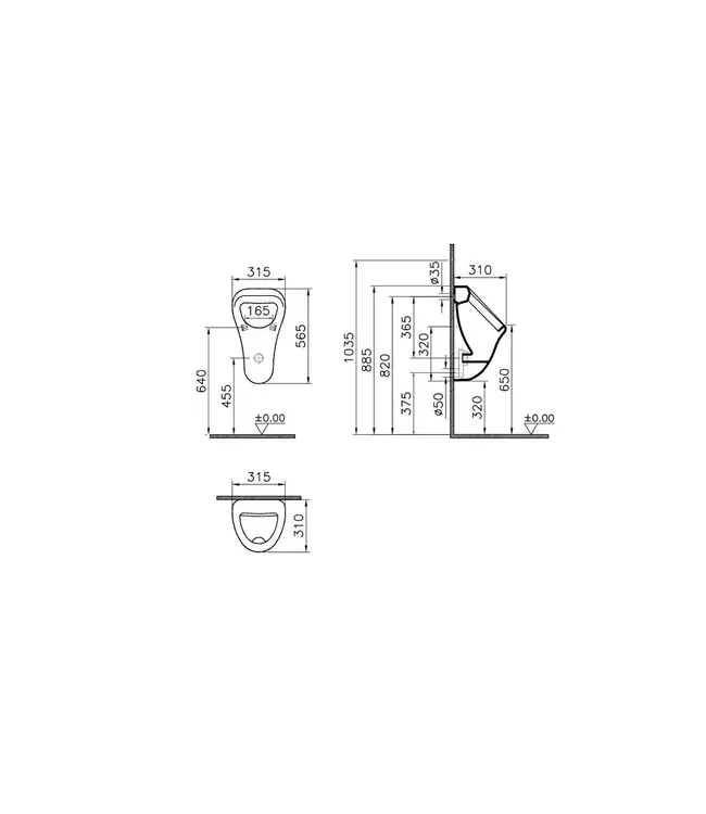 Urinoir S20 Vitra Arkitekt Achterinlaat