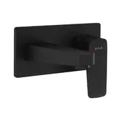 Inbouw wastafelkraan Vitra Root Square Mat Zwart eenhendel met muurplaat