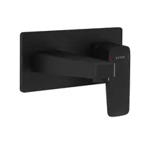 Inbouw wastafelkraan Vitra Root Square Mat Zwart eenhendel met muurplaat
