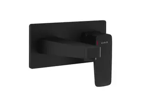 Inbouw wastafelkraan Vitra Root Square Mat Zwart eenhendel met muurplaat