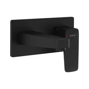 Inbouw wastafelkraan Vitra Root Square Mat Zwart eenhendel met muurplaat