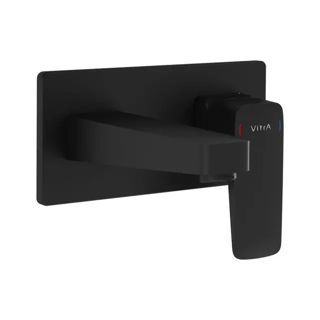 Inbouw wastafelkraan Vitra Root Square Mat Zwart eenhendel met muurplaat