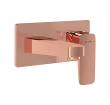 Inbouw wastafelkraan Vitra Root Square Rose koper eenhendel met muurplaat