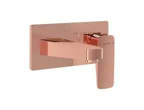 Inbouw wastafelkraan Vitra Root Square Rose koper eenhendel met muurplaat