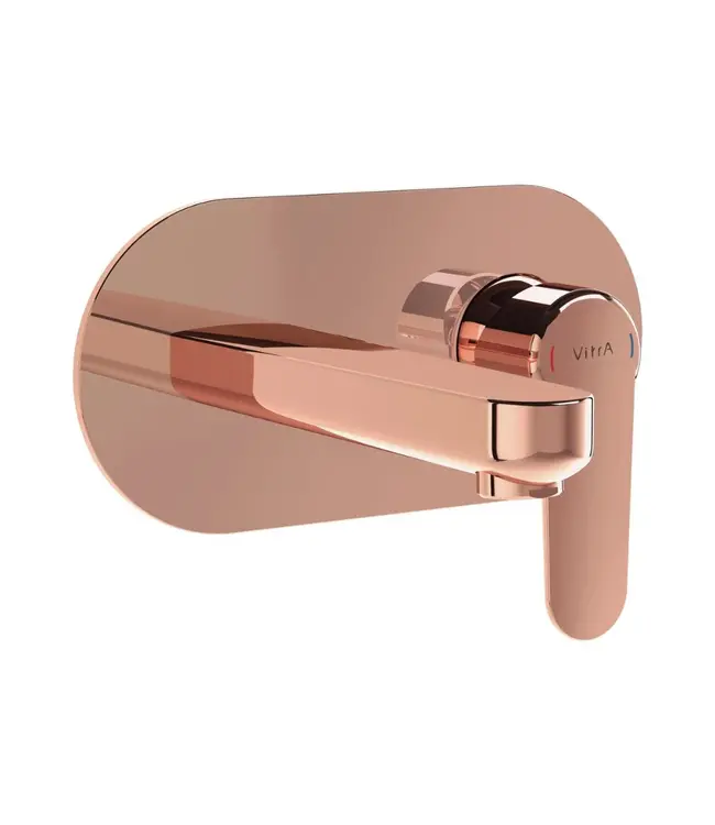 Inbouw wastafelkraan Vitra Root Round Rose koper eenhendel met muurplaat