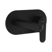 Inbouw wastafelkraan Vitra Root Round Mat Zwart eenhendel met muurplaat