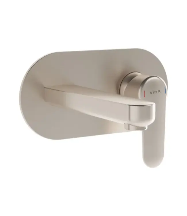 VITRA Inbouw wastafelkraan Vitra Root Round Geborsteld Nikkel eenhendel met muurplaat