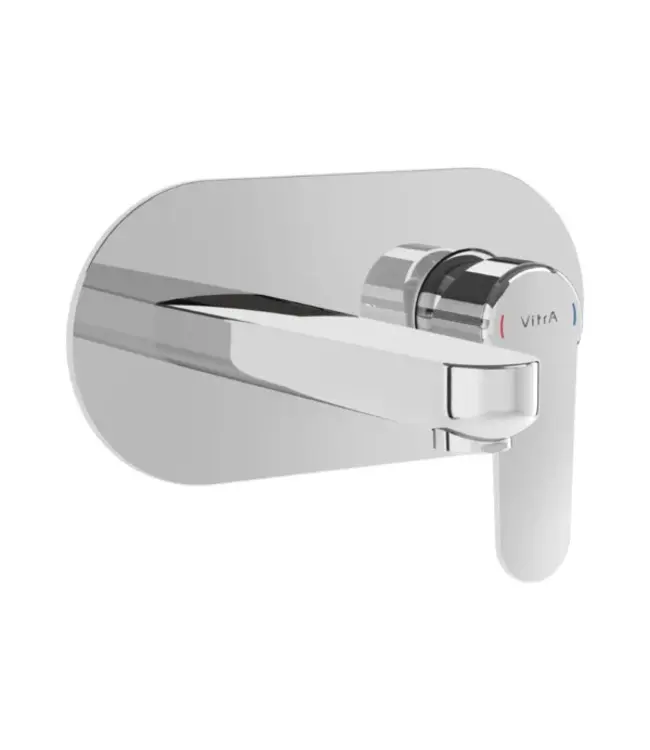 Inbouw wastafelkraan Vitra Root Round Chroom eenhendel met muurplaat