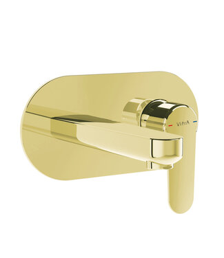 VITRA Inbouw wastafelkraan Vitra Root Round Glans Goud eenhendel met muurplaat