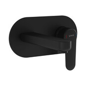 Inbouw wastafelkraan Vitra Root Round Mat Zwart eenhendel met muurplaat