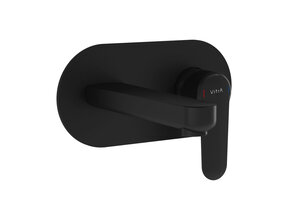 Inbouw wastafelkraan Vitra Root Round Mat Zwart eenhendel met muurplaat