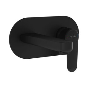 Inbouw wastafelkraan Vitra Root Round Mat Zwart eenhendel met muurplaat