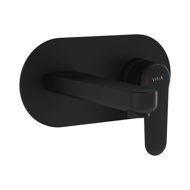 Inbouw wastafelkraan Vitra Root Round Mat Zwart eenhendel met muurplaat