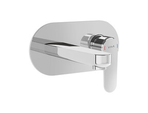 Inbouw wastafelkraan Vitra Root Round Chroom eenhendel met muurplaat