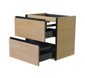 Wastafelonderkast 60cm naturel eik/mat zwart⎢Wiesbaden Lotus⎢onderkast met 2 laden - 32.3685