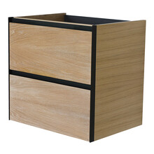 Wastafelonderkast 60cm naturel eik/mat zwart⎢Wiesbaden Lotus⎢onderkast met 2 laden - 32.3685