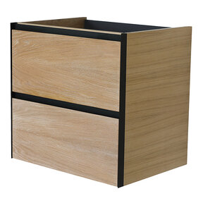 Wastafelonderkast 60cm naturel eik/mat zwart⎢Wiesbaden Lotus⎢onderkast met 2 laden - 32.3685