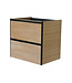 Wastafelonderkast 60cm naturel eik/mat zwart⎢Wiesbaden Lotus⎢onderkast met 2 laden - 32.3685