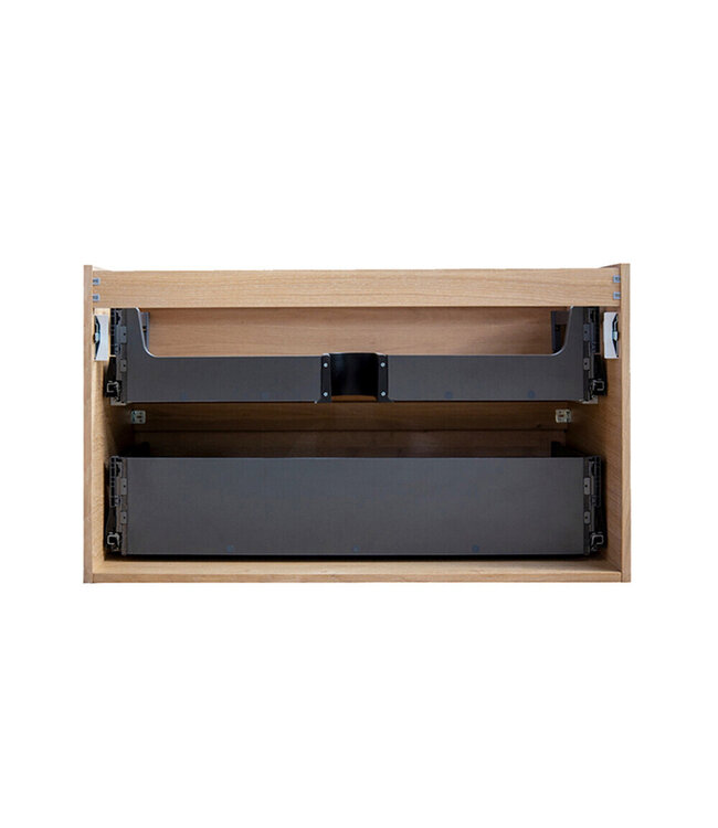 Wiesbaden Wastafelonderkast 60cm naturel eik/mat zwart⎢Wiesbaden Lotus⎢onderkast met 2 laden - 32.3685