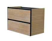 Wastafelonderkast 80cm naturel eik/mat zwart⎢Wiesbaden Lotus⎢onderkast met 2 laden - 32.3686 Wastafelonderkast 80cm naturel eik/mat zwart⎢Wiesbaden Lotus⎢onderkast met 2 laden - 32.3686