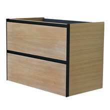 Wastafelonderkast 80cm naturel eik/mat zwart⎢Wiesbaden Lotus⎢onderkast met 2 laden - 32.3686